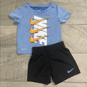 Nike Blue Tee and Black Shorts Set, Size 18mos
